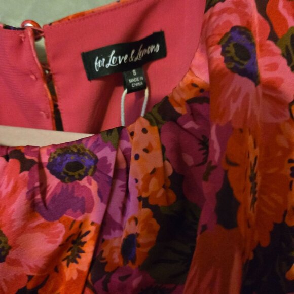 For Love & Lemons Lauren Floral Long Sleeve Mini Dress Tie Waist/ Keyhole Back S - Picture 5 of 6